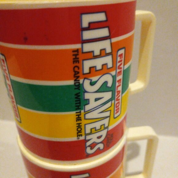 Vintage Deka Life Savers Plastic Mug Cup-Lot Of 2-1981-USA Made-10 oz-No Lids - Picture 6 of 8